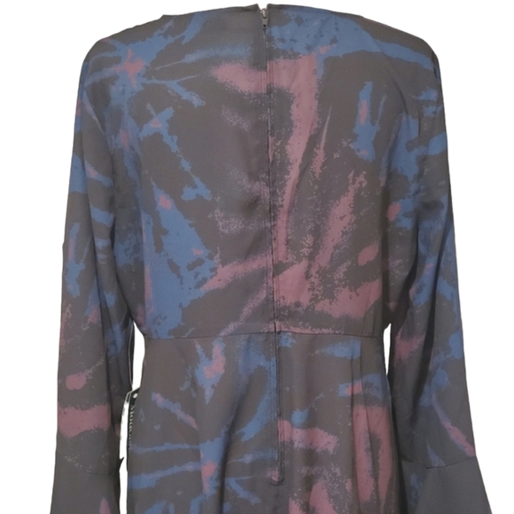 Modcloth Long Bell Sleeve Dress Womens Size Large Watercolor Print Boho Dress - Picture 11 of 11